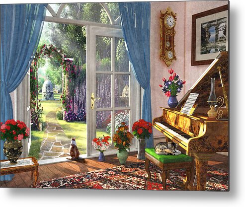 Garden Metal Print featuring the painting Summer Garden View by MGL Meiklejohn Graphics Licensing