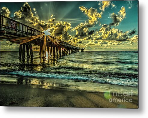 Sunrise Metal Print featuring the photograph Sunrise on the Pier by George Kenhan