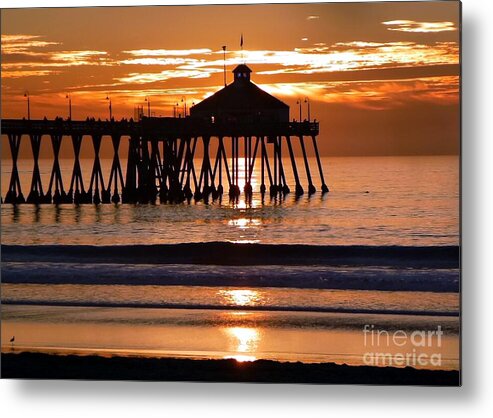 Sunset Metal Print featuring the photograph Sunset at IB Pier by Barbie Corbett-Newmin