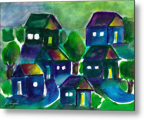 Sunset Metal Print featuring the painting Sunset Village Watercolor by Frank Bright