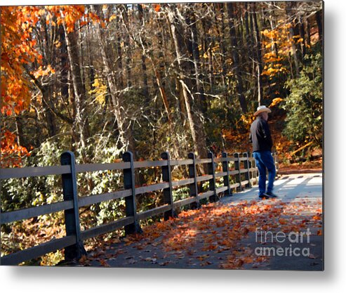 Autumn Metal Print featuring the photograph Sunshine On My Shoulder by Sandra Clark