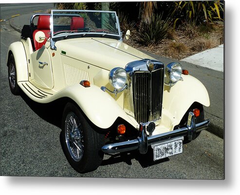 Td; 2000; Mg; Replica; Roadster; Cream; Red; Wire Spoke; Car; Classic; Wind In Your Hair; Radiator; Td2000; Leather; Seats; Bumper Metal Print featuring the photograph TD 2000 MG Replica Roadster by Steve Taylor