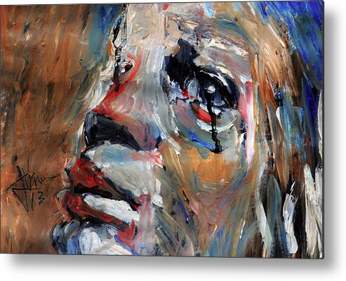 Face Metal Print featuring the mixed media Tears as Black as Ink by Jim Vance