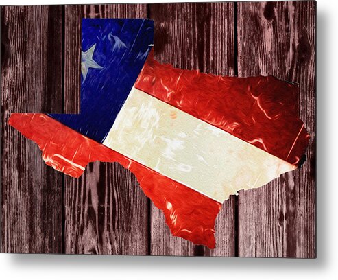 Texas Metal Print featuring the photograph Texas Flag Map by Bill Cannon