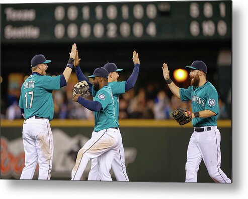 People Metal Print featuring the photograph Texas Rangers V Seattle Mariners by Otto Greule Jr