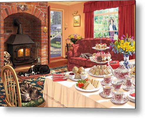 Cake Metal Print featuring the digital art The Afternoon Visitor by MGL Meiklejohn Graphics Licensing