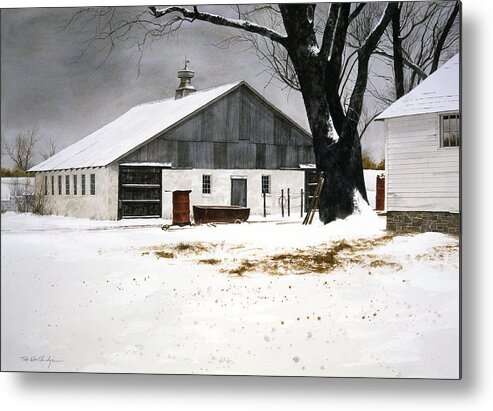 Landscape Metal Print featuring the painting The Big Barn by Tom Wooldridge
