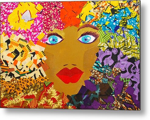 Collage Metal Print featuring the tapestry - textile The Bluest Eyes by Apanaki Temitayo M