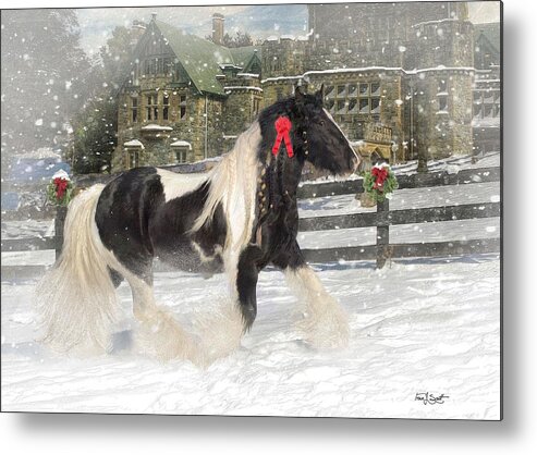 Christmas Metal Print featuring the mixed media The Christmas Pony by Fran J Scott