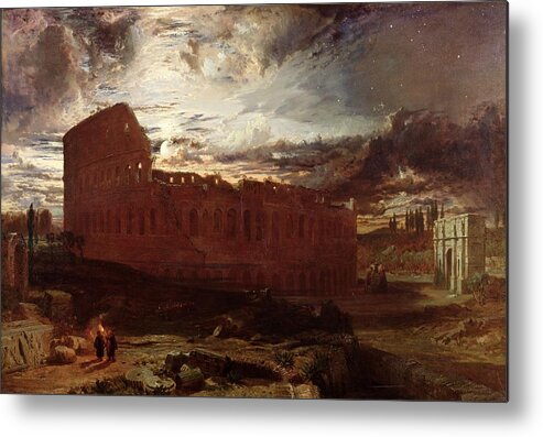 Ruins Metal Print featuring the painting The Colosseum, Rome, 1860 by Frederick Lee Bridell
