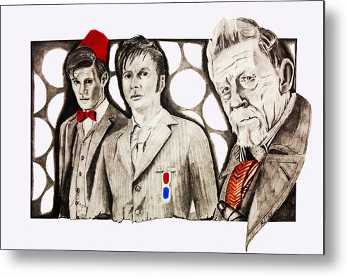 David Tennant Metal Print featuring the drawing The Doctors by Nick Vogt