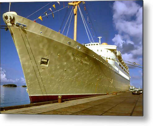 Ship Metal Print featuring the photograph The Golden Cruise Ship by Cathy Anderson