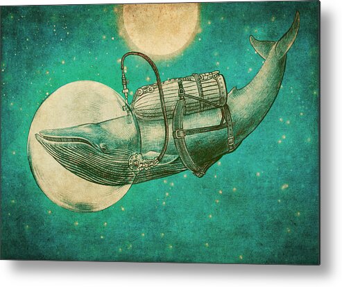 Whale Metal Print featuring the drawing The Journey by Eric Fan
