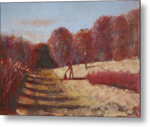 Impressionist Landscape Painting Metal Print featuring the painting The Land of Red by David Zimmerman