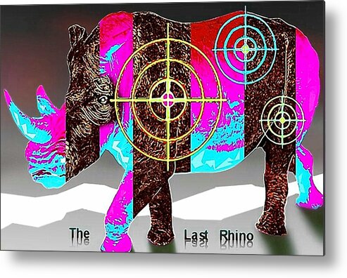 Rhinoceros Metal Print featuring the digital art The Last Rhino by Hartmut Jager