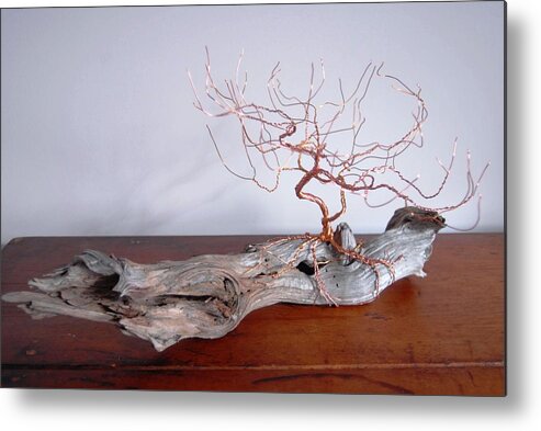 Driftwood Copper Bronze Wire Tree Sculpture Montauk Metal Print featuring the mixed media The Observatory by Daniel Dubinsky