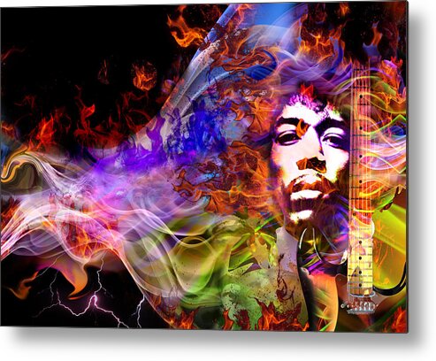Jimi Hendrix Metal Print featuring the digital art The Return of Jimi Hendrix by Mal Bray