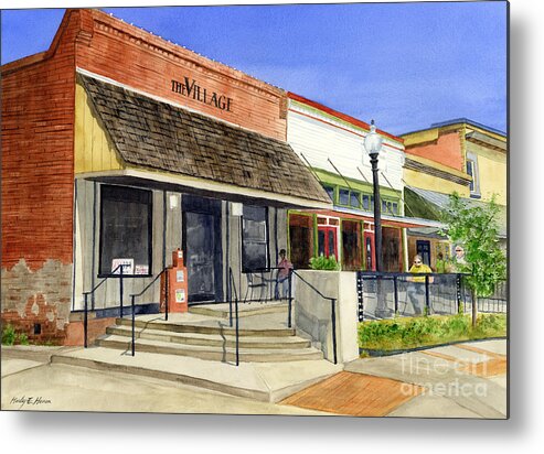 Downtown Metal Print featuring the painting The Village by Hailey E Herrera