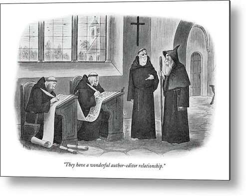 Religion Metal Print featuring the drawing They Have A Wonderful Author-editor Relationship by Richard Taylor