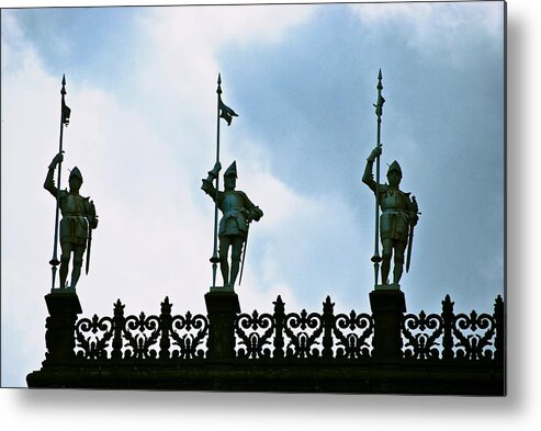 Hotel De Ville Metal Print featuring the photograph Three Armored Guards by Eric Tressler