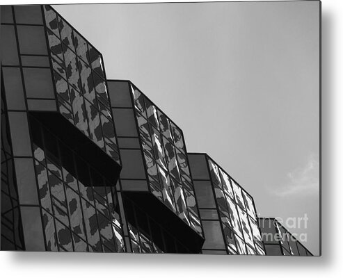 Business City Reflection Windows Black And White Fine Art Modern Art Metal Print featuring the photograph Top Reflection by AR Annahita