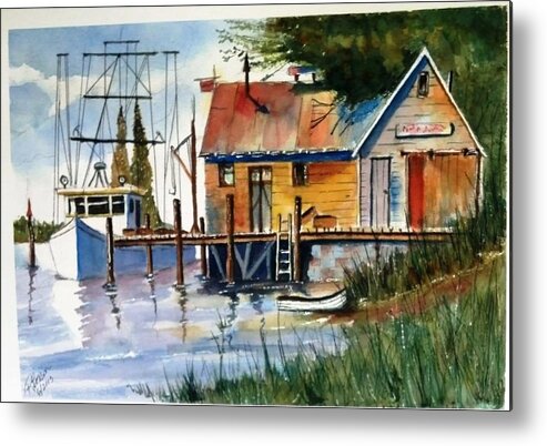 Trawler Metal Print featuring the painting Trawler at Rest SOLD by Richard Benson
