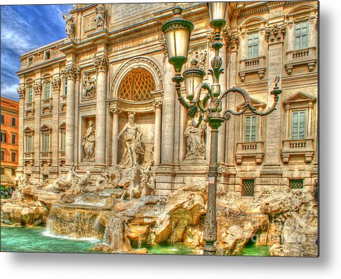 Fountain Metal Print featuring the photograph Trevi Fountain in Rome by David Birchall