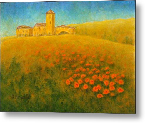 Allegretto Art Metal Print featuring the painting Tuscan Gold 1 by Pamela Allegretto