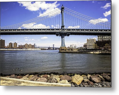 Williamsburg Metal Print featuring the photograph Two Bridges View - Manhattan by Madeline Ellis