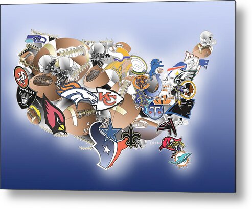 Nfl Metal Print featuring the painting Usa Nfl Map Collage by Bekim M