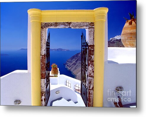 Santorini Metal Print featuring the photograph Vacations Gate by Aiolos Greek Collections