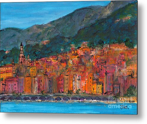 France Metal Print featuring the painting Vieux Menton by Jackie Sherwood