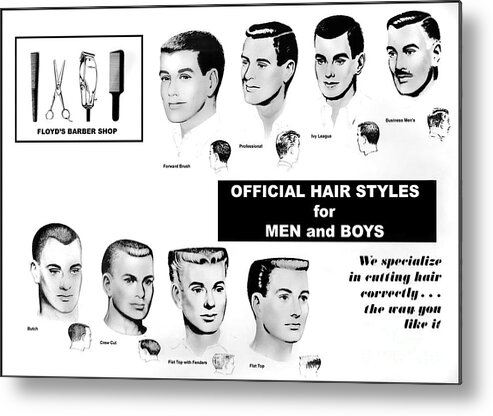 Vintage Metal Print featuring the photograph Vintage Barber Haircut Poster by Action