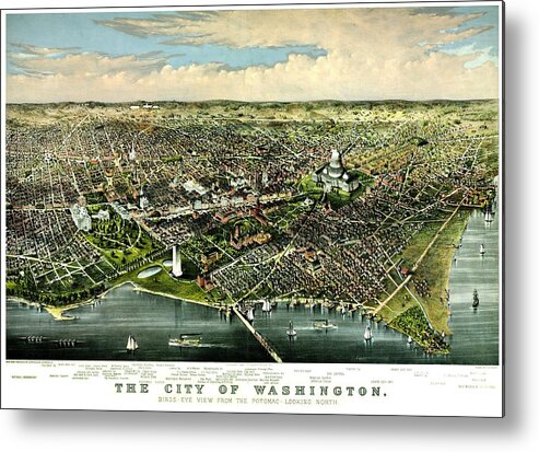 Washington Metal Print featuring the photograph Vintage Map of the City of Washington by Benjamin Yeager