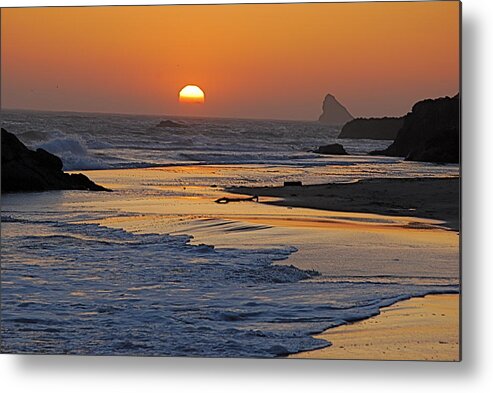 Ocean Sunset Metal Print featuring the photograph Walk in Gold by Richard Hinger