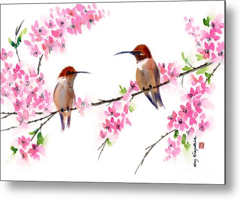 Hummingbird Metal Print featuring the painting Entre Nous by Amy Kirkpatrick