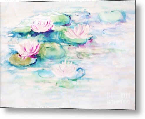Water Lilies Metal Print featuring the painting Water Lilies by Barbara Anna Cichocka