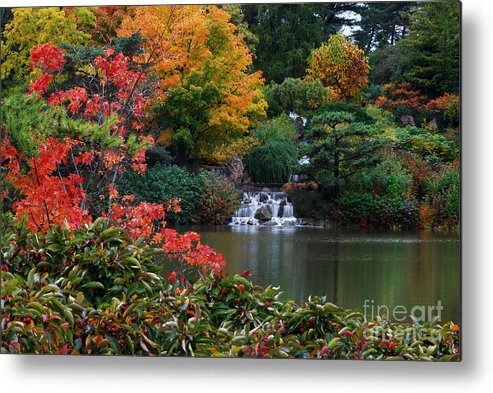 Waterfall Metal Print featuring the photograph Waterfall at Japanese Garden by Nancy Mueller