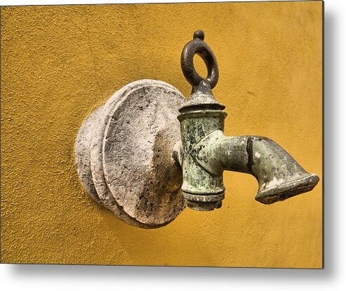 Barcarena Metal Print featuring the photograph Weathered Brass Water Spigot by David Letts