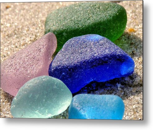 Sea Glass Metal Print featuring the photograph Weathered glass by Janice Drew