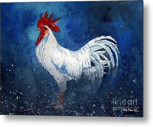  Metal Print featuring the painting White Leghorn by Tim Oliver