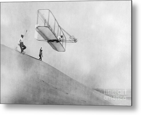 History Metal Print featuring the photograph Wilbur Wright Pilots Early Glider 1901 by Science Source