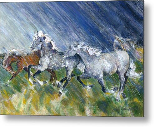 Mary Ogden Armstrong Paintings Metal Print featuring the painting Wild Storm by Mary Armstrong
