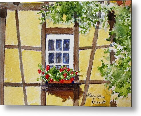 Window Metal Print featuring the painting Window Alsace by Mary Ellen Mueller Legault