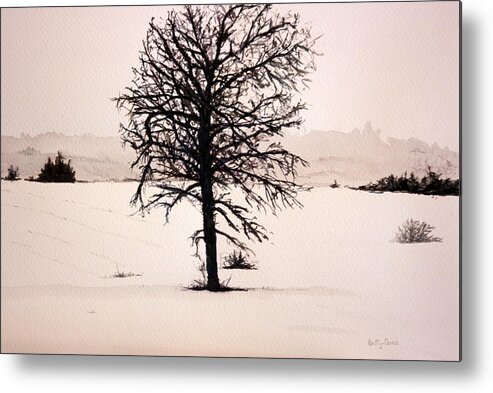 Tree Metal Print featuring the painting Winter landscape by Betty-Anne McDonald