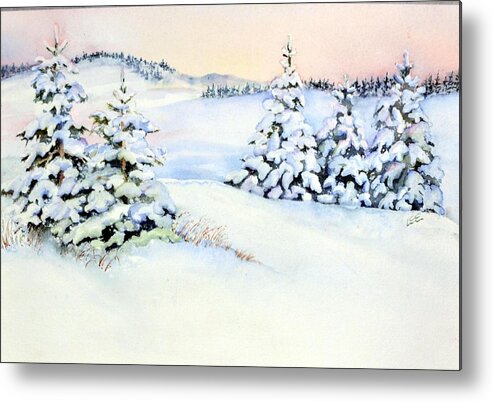 Winter Painting Metal Print featuring the painting Winter Morning by Pamela Lee