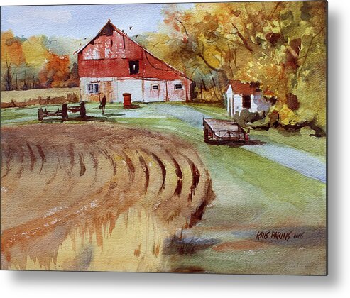 Kris Parins Metal Print featuring the painting Wisconsin Barn by Kris Parins