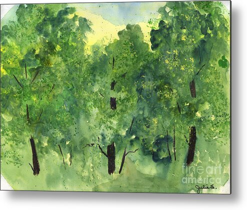 Woods Metal Print featuring the painting Woodland Haven II by Julia Stubbe