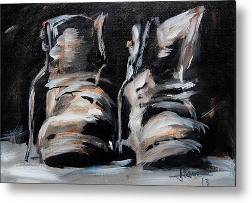 Boots Metal Print featuring the painting Work Boots by Jim Vance