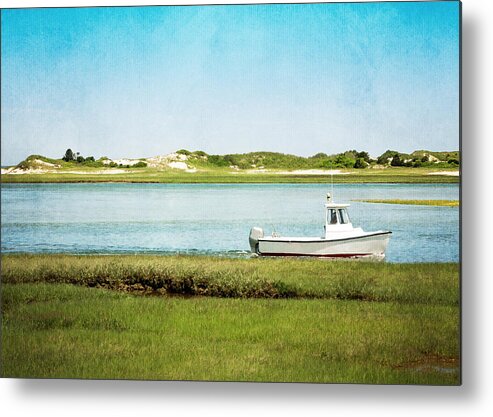 Cape Cod Metal Print featuring the photograph Yarmouth Port Fishing Boat in Green and Blue by Brooke T Ryan